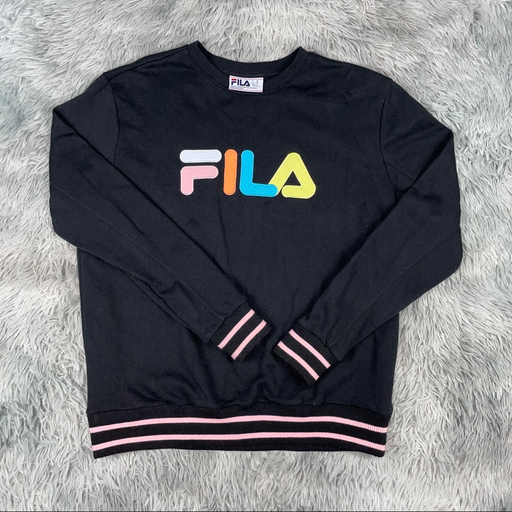 Fila Black Spellout Logo Crewneck Sweatshirt